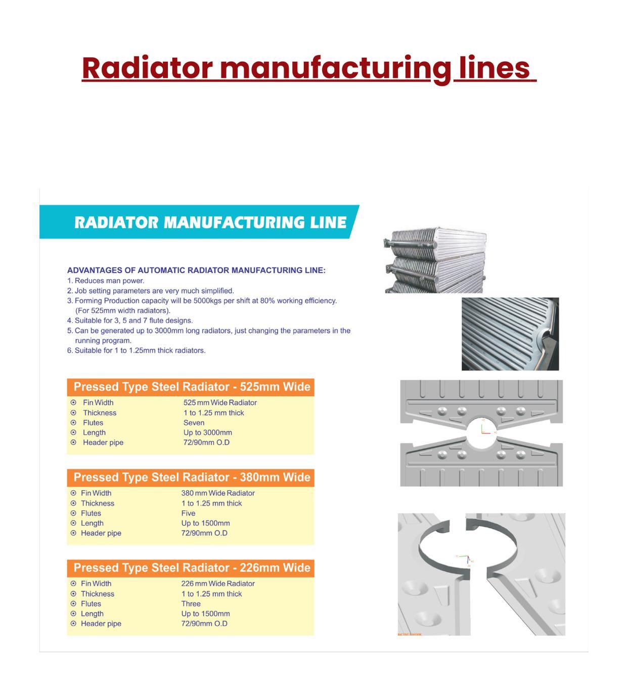 Radiator Manufacturing Lines